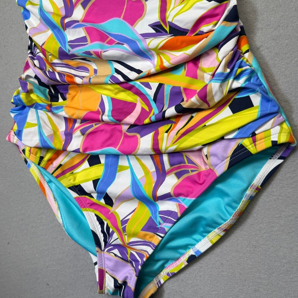 BLEU BY ROD BEATTIE Kore Shirred Bandeau One-Piece Swimsuit Multi 10 $125 - Picture 5 of 11
